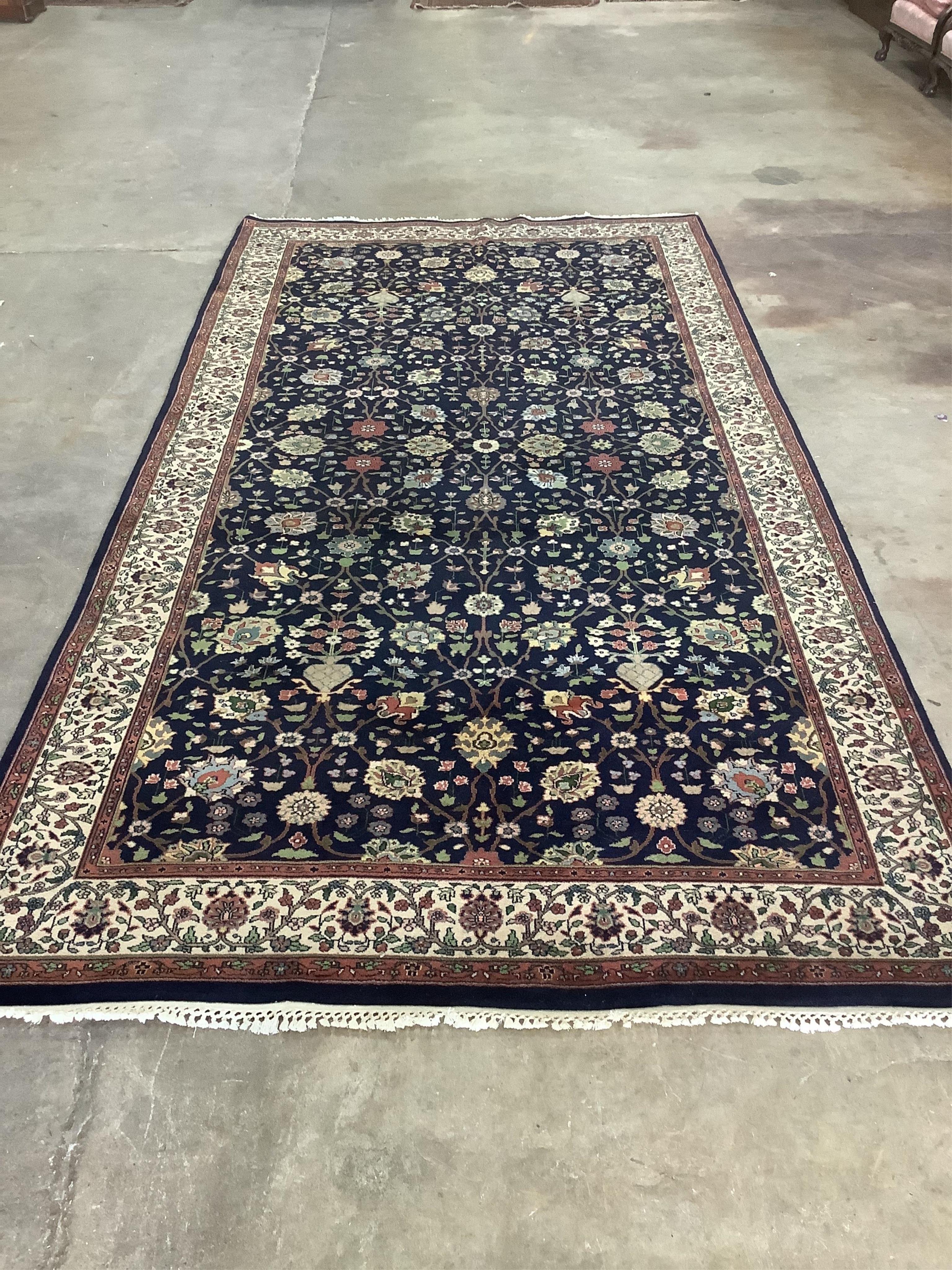 A Bijar design blue ground carpet, 364 x 188cm. Condition - good